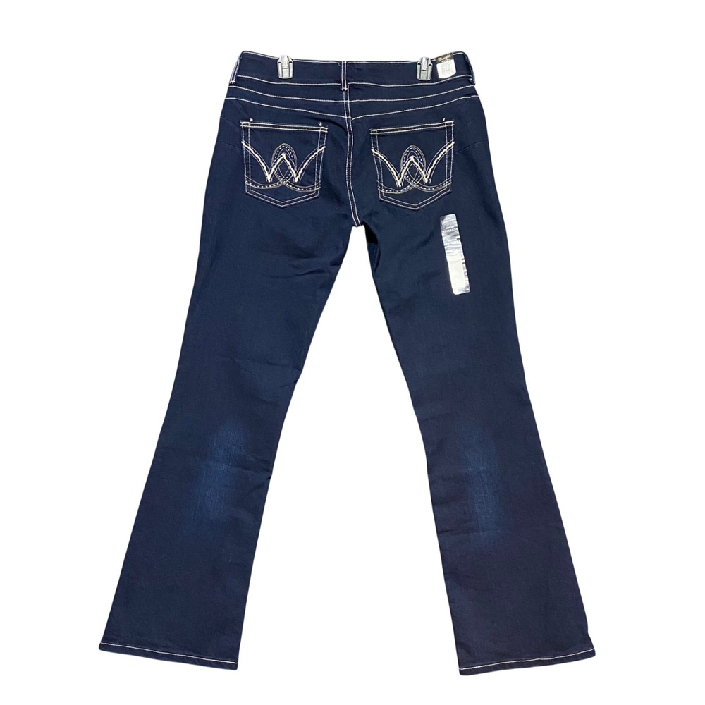 Wrangler Retro Womens Bootcut Jeans Dark Wash Contrast Stitch 15/16 x 34 Cowgirl